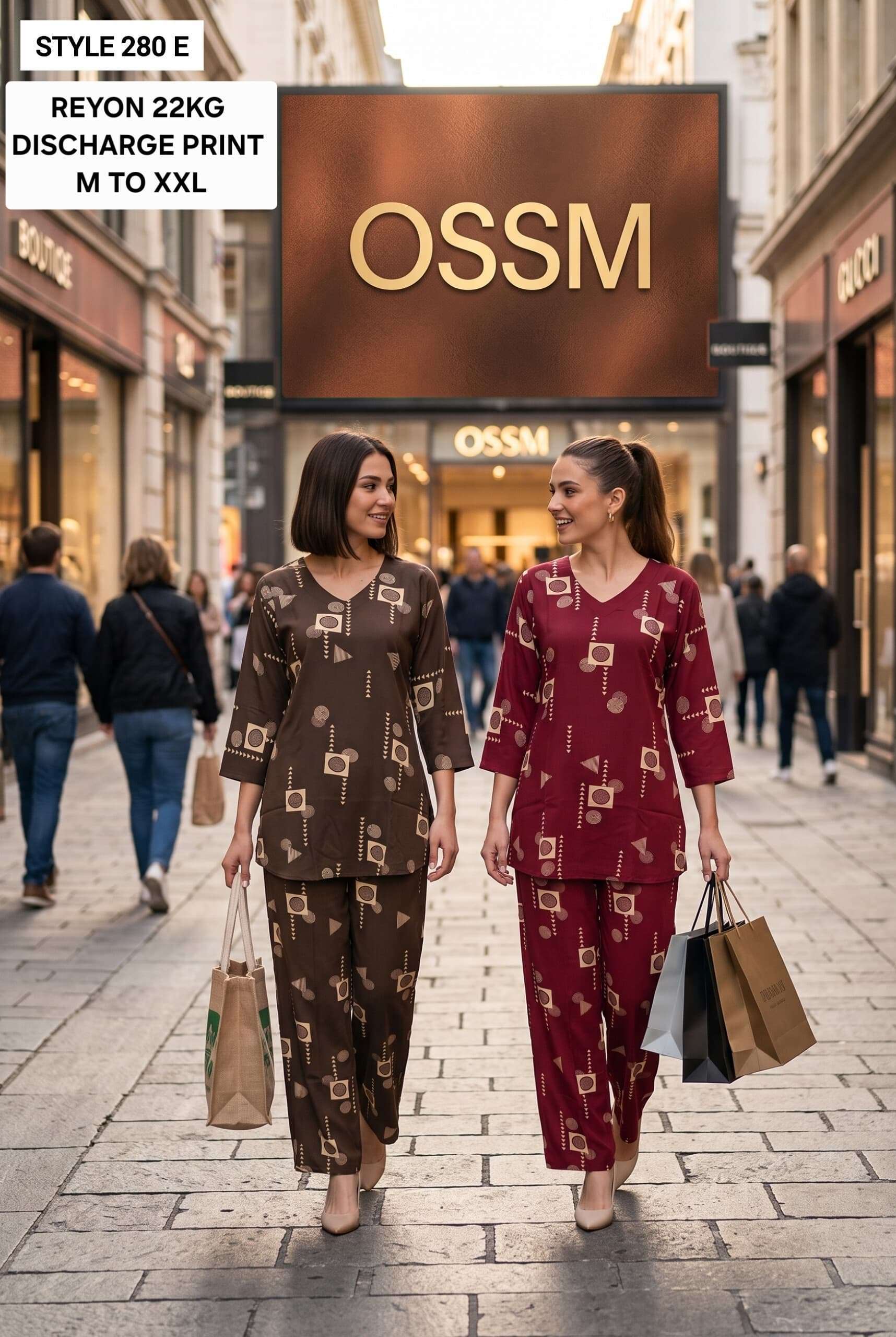 OSSM STYLE 280 RAYON DISCHARGE PRINTED CASUEL WEAR CORD SET WHOLESALER 