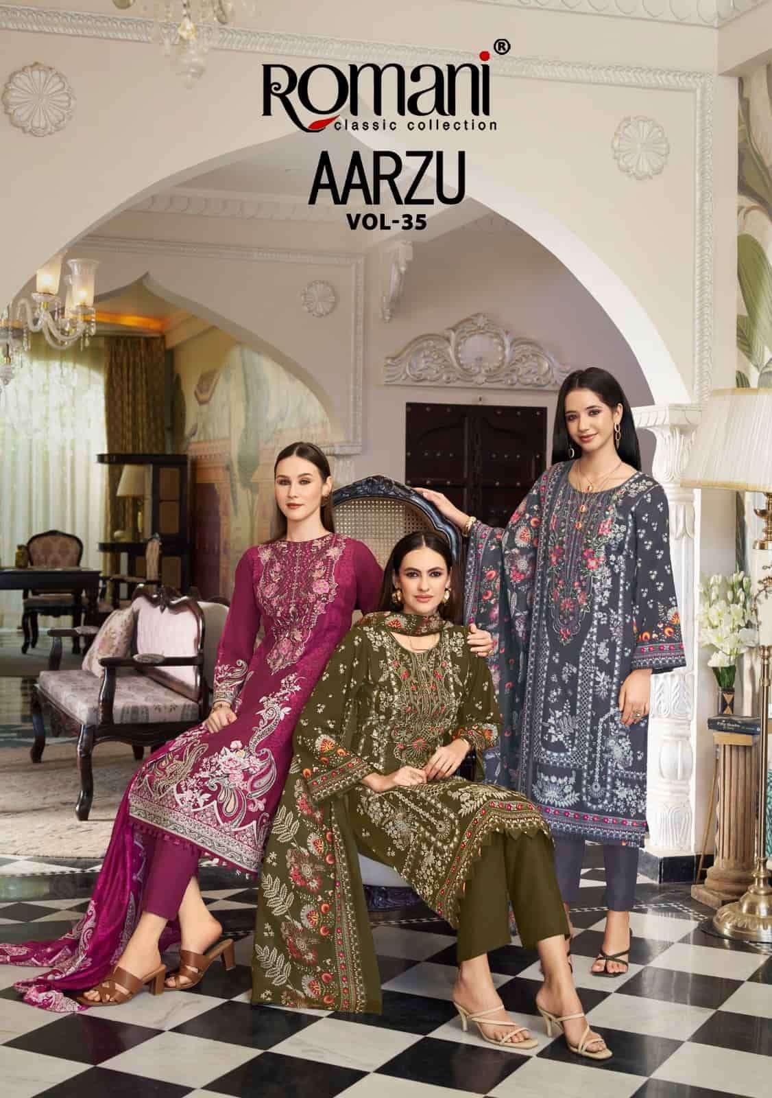 ROMANI AARZU VOL 35 SOFT COTTON PRINT SALWER KAMEEZ BEST RATE DEALER IN SURAT 