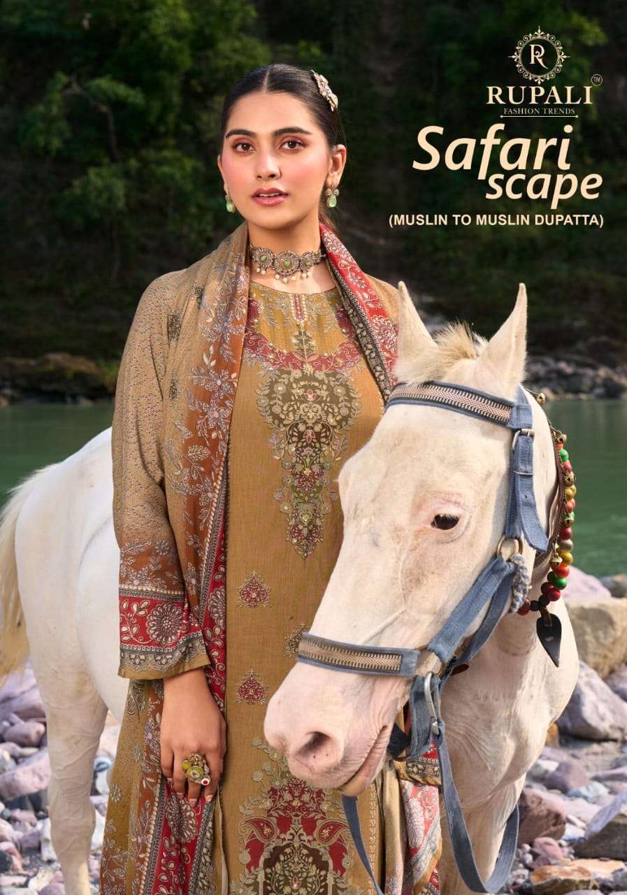 RUPALI FASHION SAFARI SCAPE VISCOSE MUSLIN SALWER KAMEEZ BEST RATE WHOLESALER 