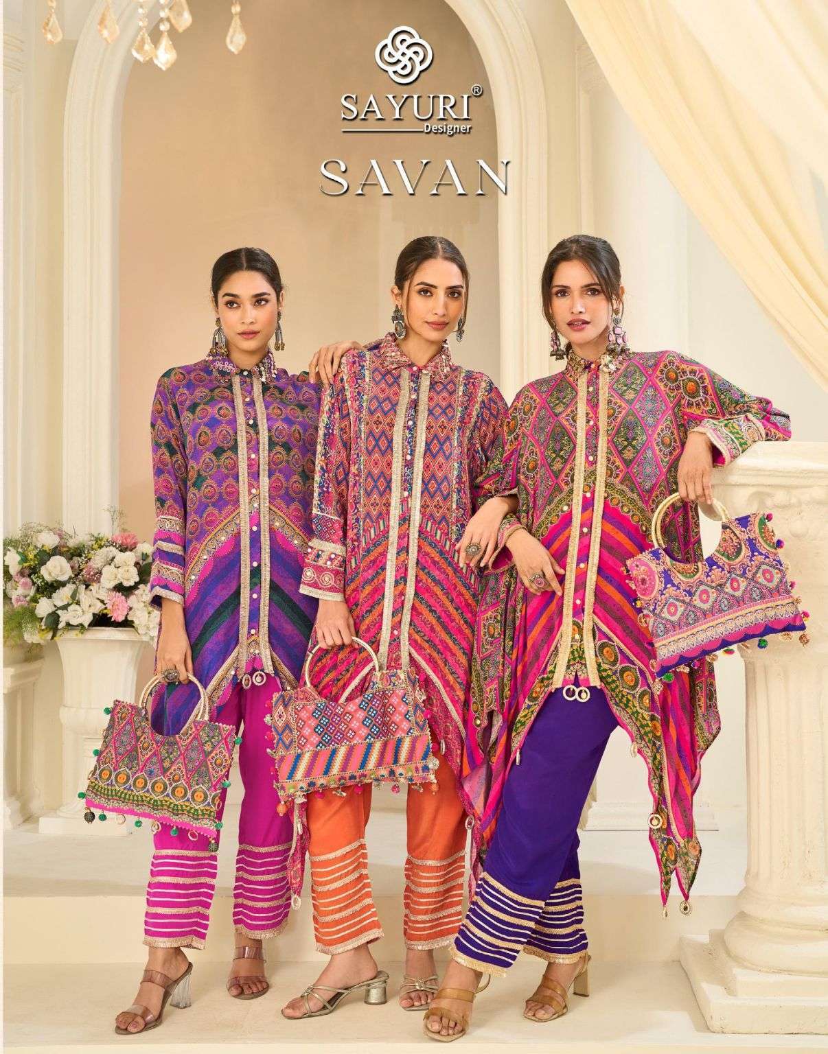 SAYURI DESIGNER SAVAN NATURAL CREPE WITH HAND AARI WORK READYMADE KAFTAN COLLECTION WHOLESALER 