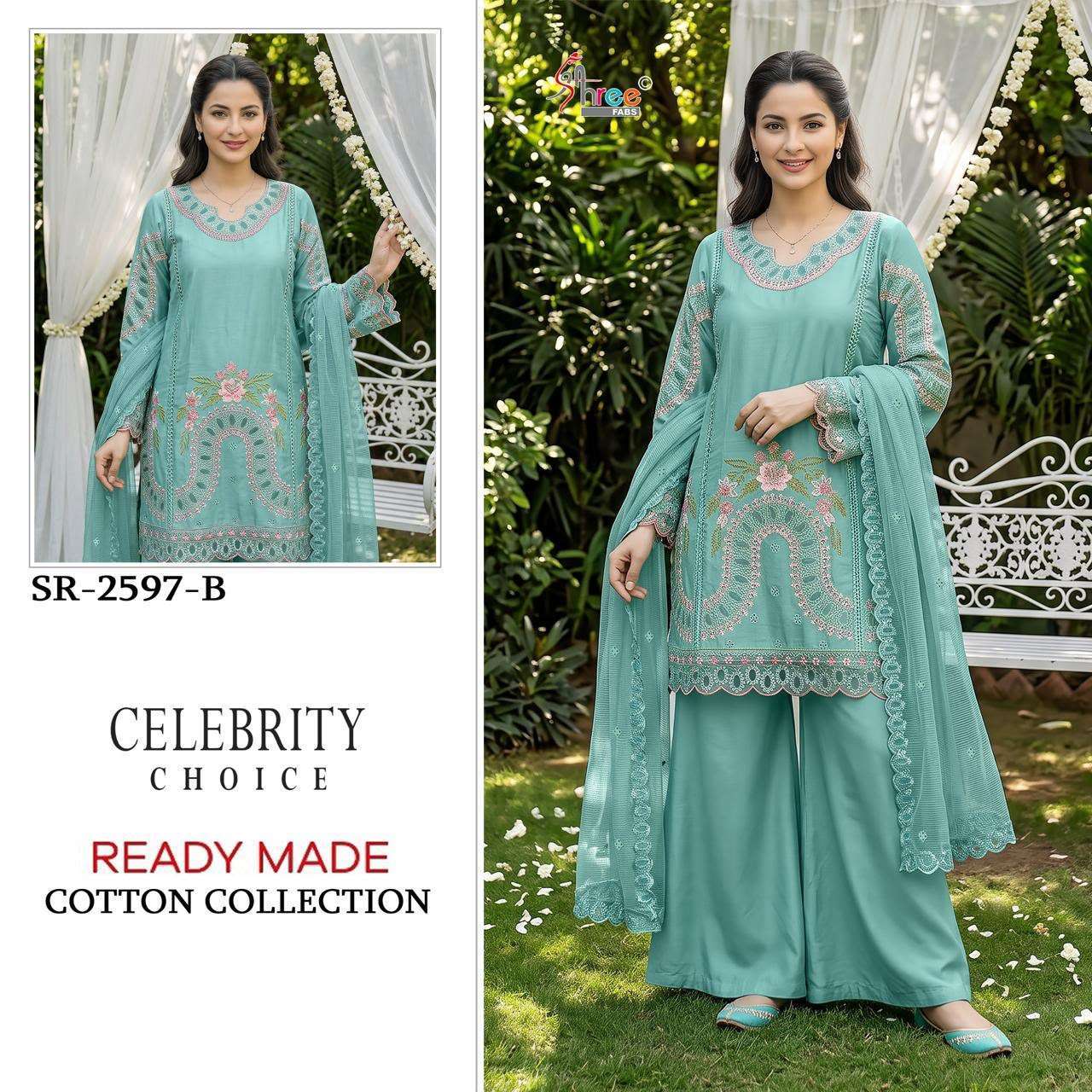 SHREE FAB 2597 COLORS CAMBRIC COTTON PARTY WEAR READYMADE SALWER KAMEEZ EXPORTERS 