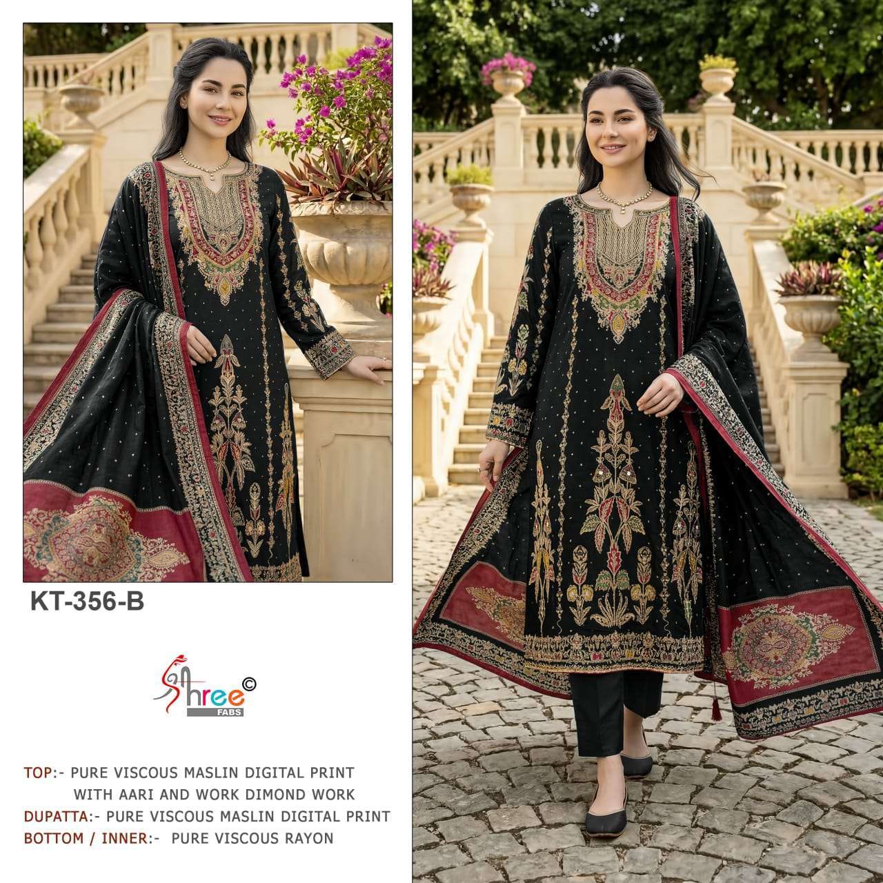 SHREE FAB 356 COLORS PURE VISCOSE MUSLIN LADIES SUIT WHOLESALER BEST RATE 