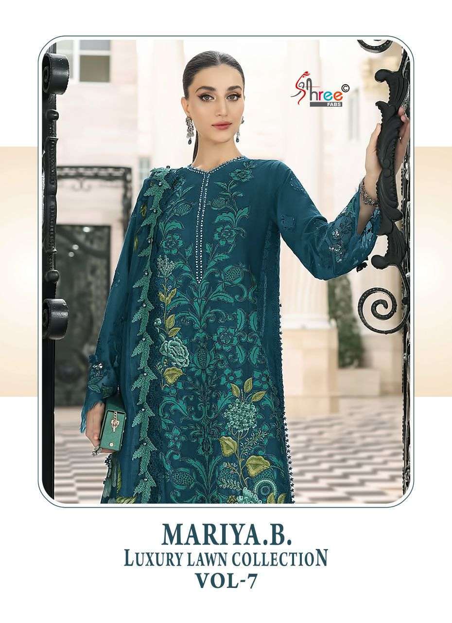 SHREE FAB MARIYA B VOL 7 COTTON SELF EMBROIDERY PAKISTANI SUIT WHOLESALER 