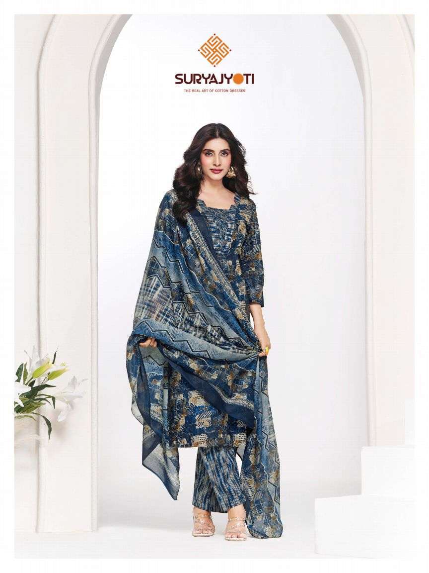 SURYAJYOTI PIYORA COTTON VOL 1 LAWN COTTON FANCY WORK SALWER KAMEEZ BEST RATE WHOLESALER 