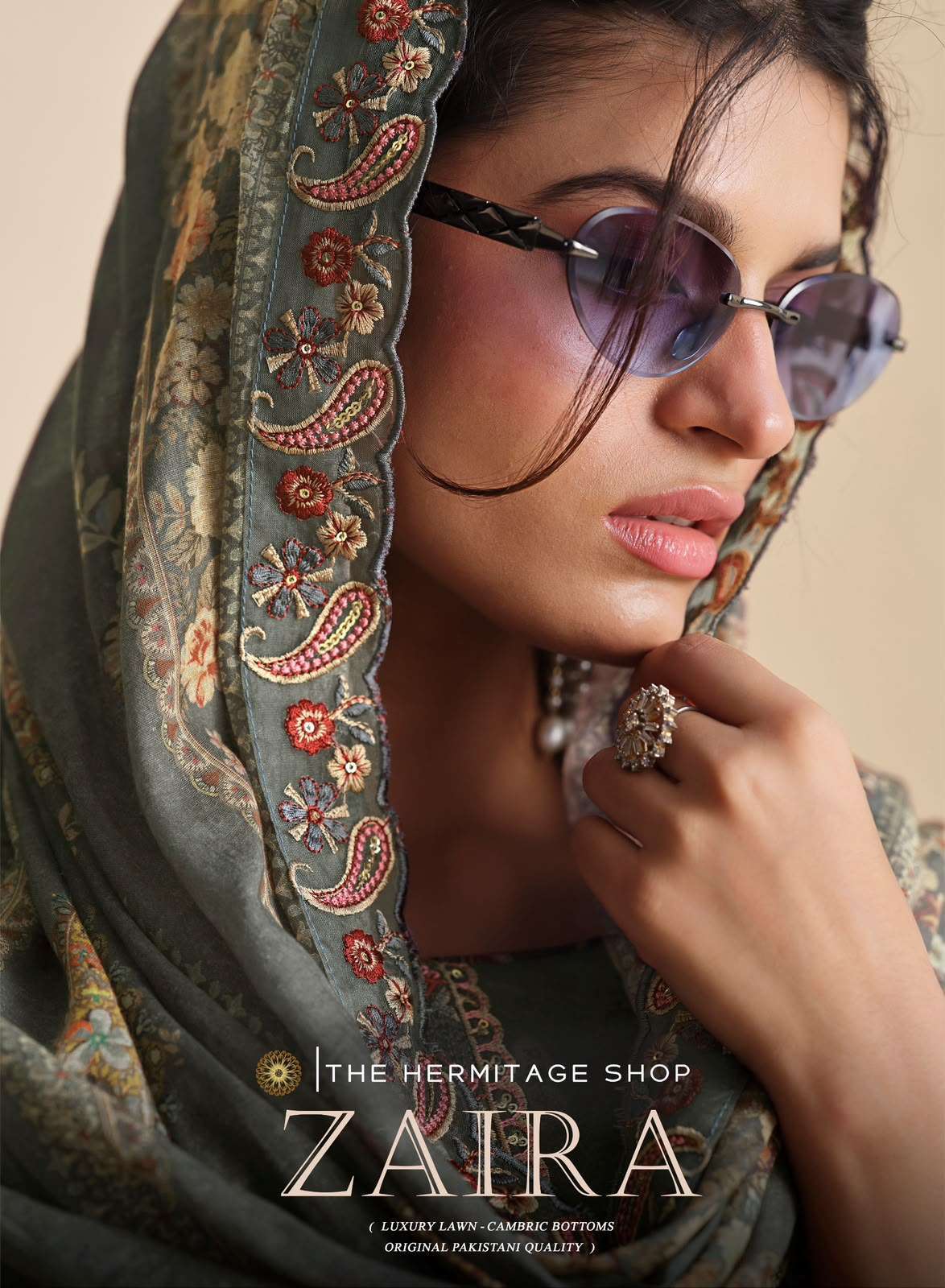 THE HERMITAGE SHOP ZAIRA LAWN SELF EMBROIDERY SALWER KAMEEZ BEST RATE WHOLESALER 