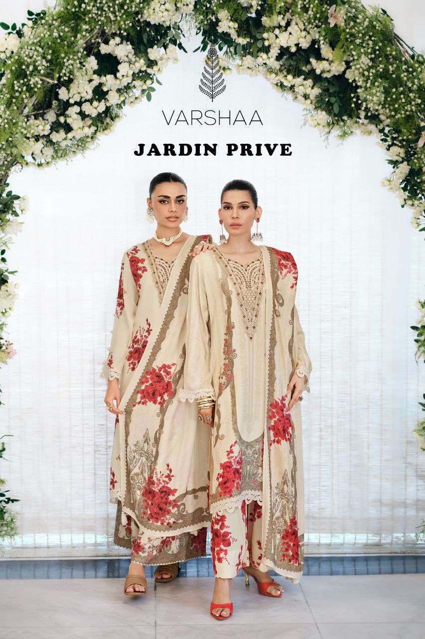 VARSHA FASHION LATEST CATALOGUE JARDIN PRIVE VISCOSE MUSLIN PRINTED SALWER KAMEEZ BEST RATE DEALER 