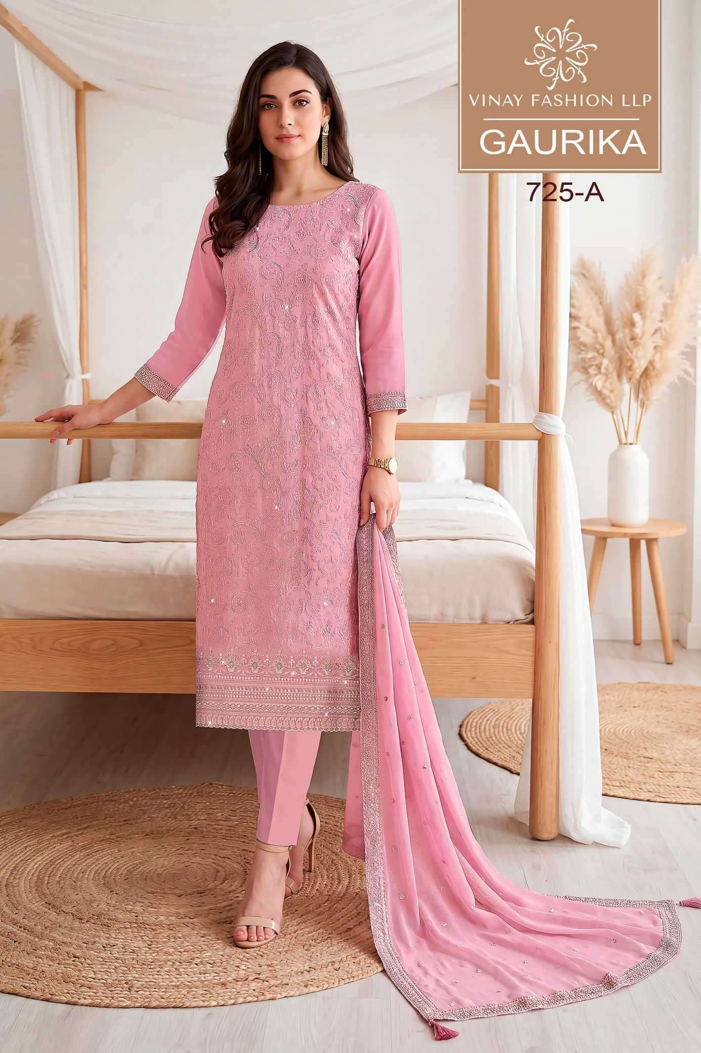 VINAY FASHION GAURIKA GEORGETTE THREAD EMBROIDERED SALWER KAMEEZ BEST RATE 2026