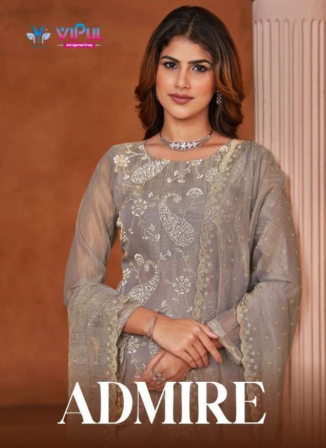 VIPUL FASHION ADMIRE ZARINA GOLD TISSUE CHIFFON SALWER KAMEEZ BEST RATE WHOLESALER 