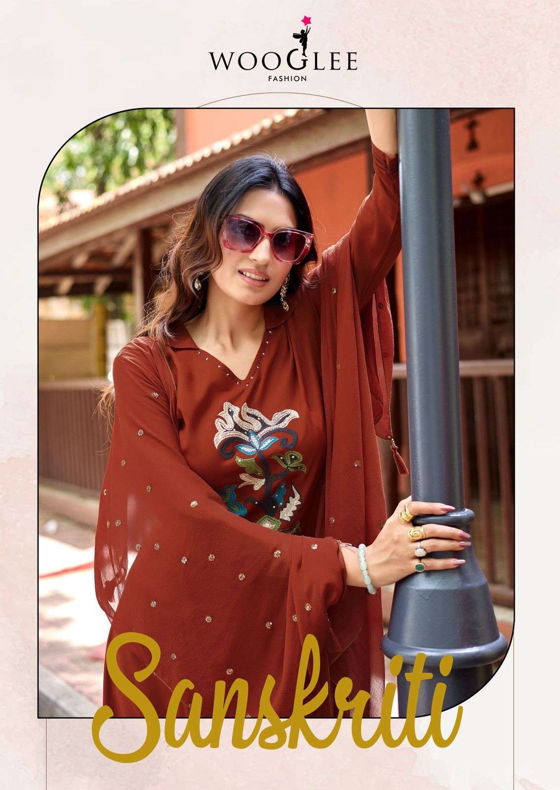 WOOGLEE SANSKRITI RAYON THREAD HANDWORK READYMADE SALWER KAMEEZ BEST RATE 