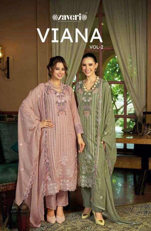 ZAVERI VIANA VOL 2 ORGANZA EMBROIDERY WORK SALWER KAMEEZ WHOLESALER 