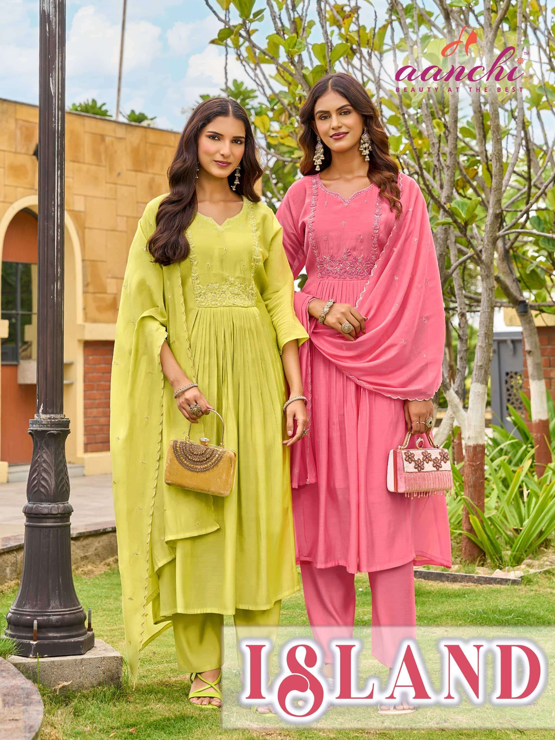 AANCHI ISLAND PREMIUM DESIGN KURTI PANT WITH DUPATTA SET WHOLESALER 