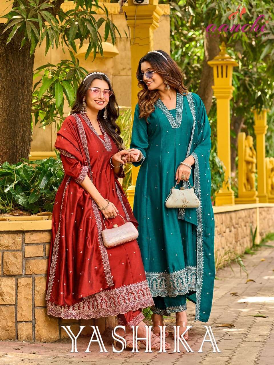 AANCHI YASHIKA ANARKALI STYLE DESIGNER SUIT SET WHOLESALER IN SURAT 