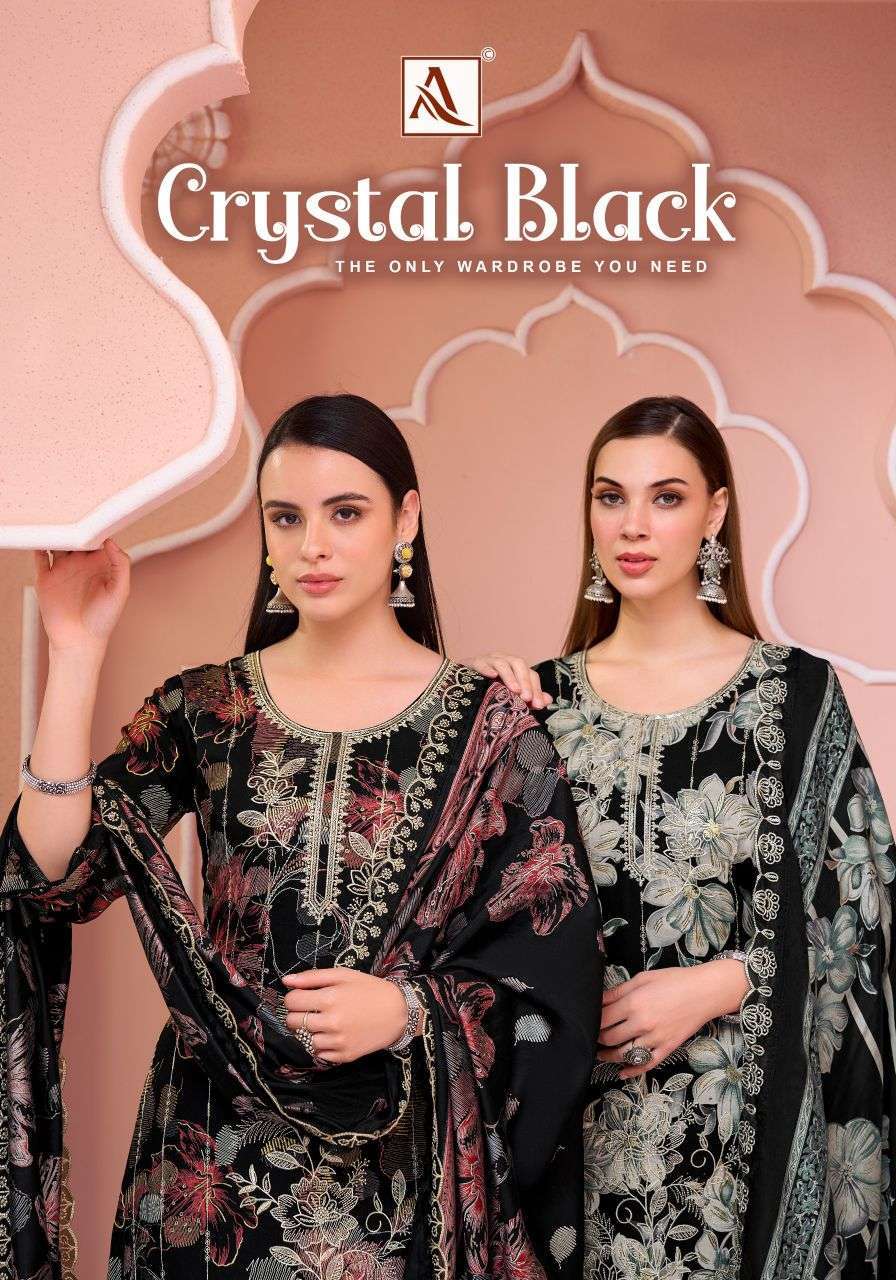 ALOK SUIT CRYSTAL BLACK VISCSOSE RAYON DISCHARGE PRINTED DESIGNER SALWER KAMEEZ BEST RATE 