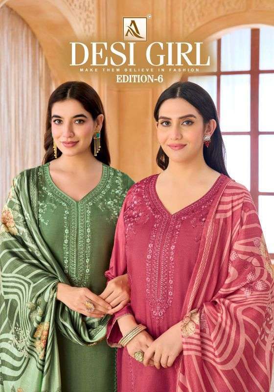 ALOK SUIT DESI GIRL VOL 6 VISCOSE MUSLIN EMBROIDERED SALWER KAMEEZ 