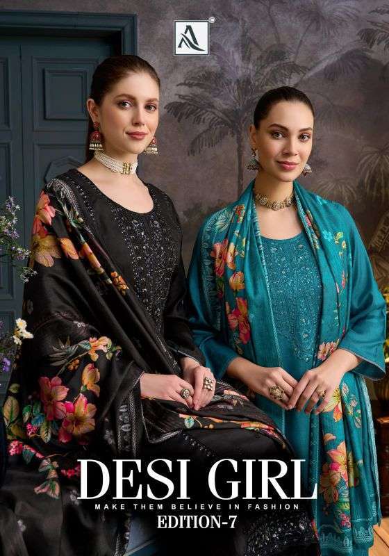 ALOK SUIT DESI GIRL VOL 7 VISCOSE MUSLIN EMBROIDERED SALWER KAMEEZ 