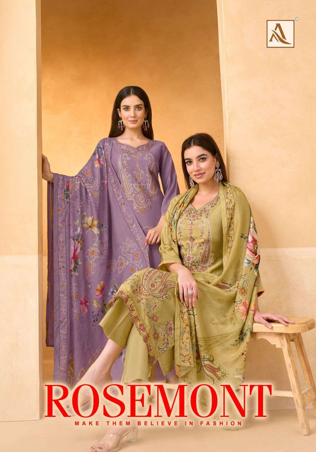 ALOK SUIT ROSEMONT FACNY EMBROIDERED VISCOSE MUSLIN SALWER KAMEEZ BEST RATE 2026
