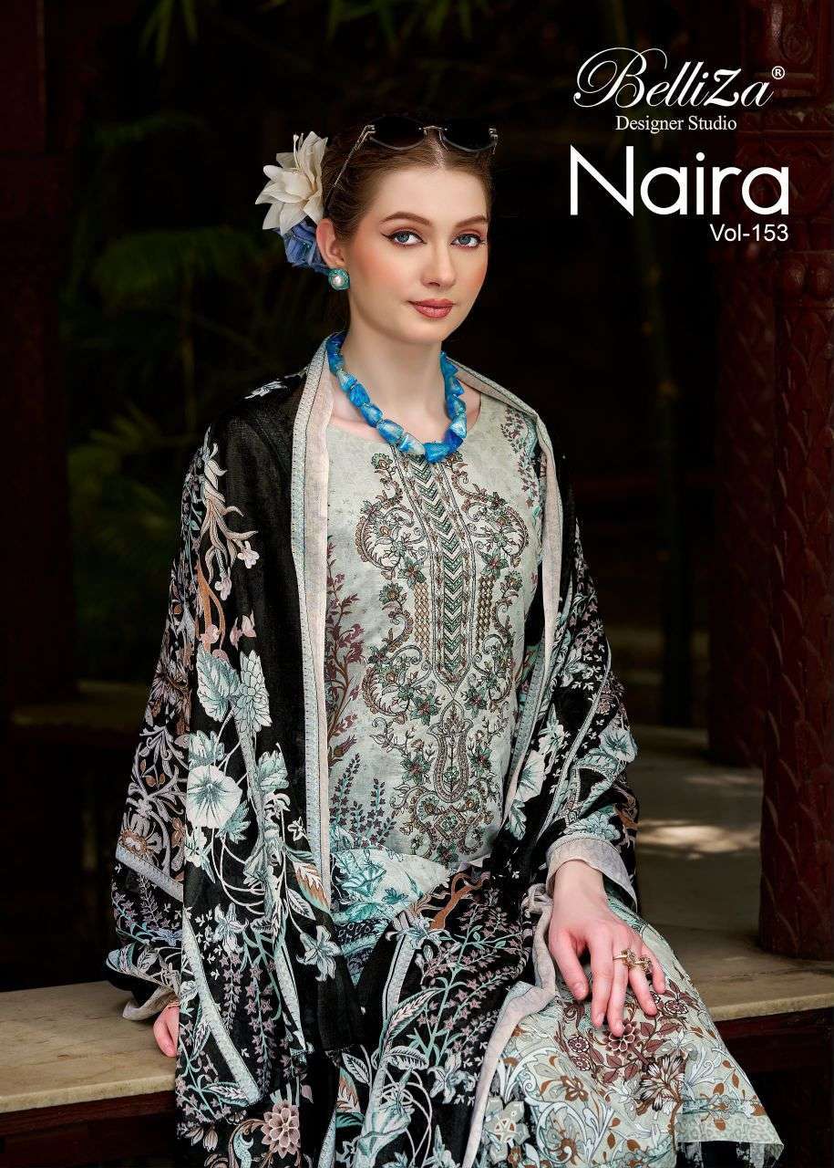 BELLIZA DESIGNER NAIRA VOL 153 SELF EMBROIDERED COTTON SALWER KAMEEZ BEST RATE 