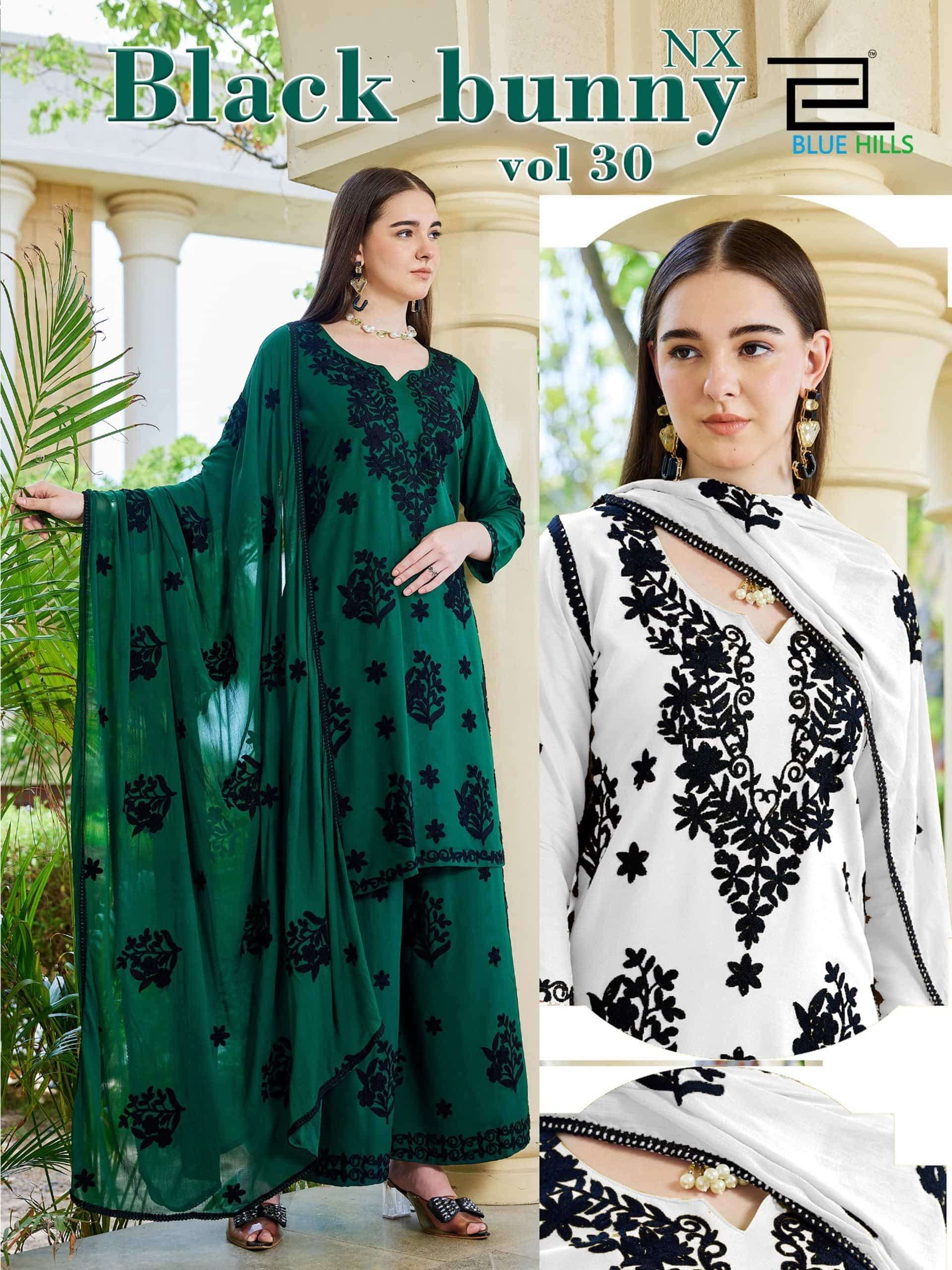 BLUE HILLS BLACK BUNNY VOL 30 NX READYMADE 3 PIECE PALAZZO SUIT WHOLESALER 