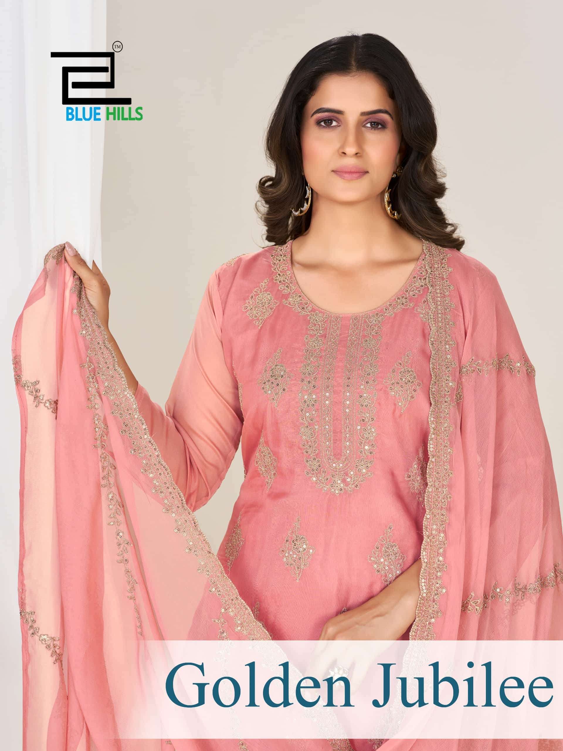 BLUE HILSS GOLDEN JUBILEE FANCY ORGANZA READYMADE SUIT WHOLESALER BEST RATE 2026