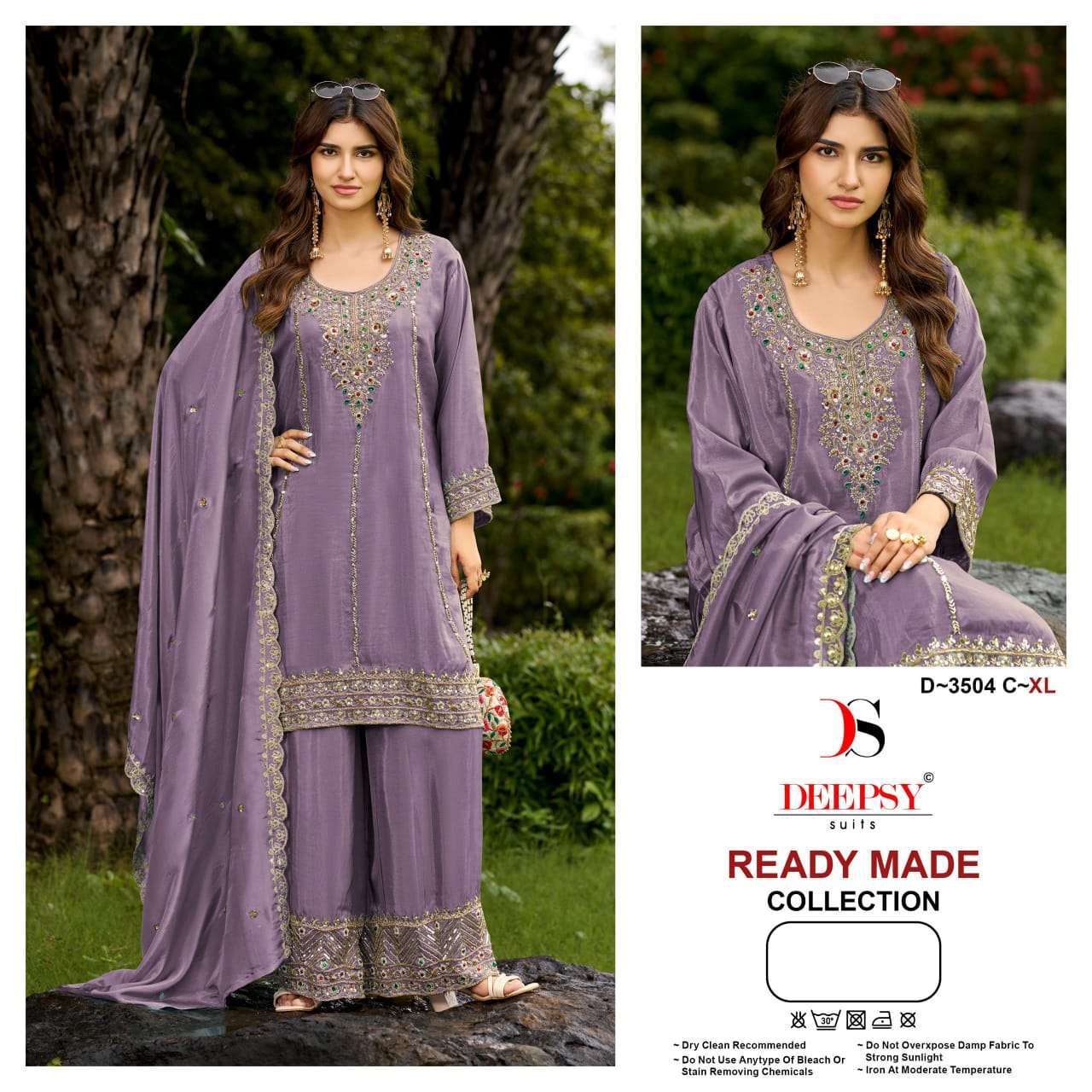 DEEPSY SUIT 3504 COLORS VISCOSE TISSUE SILK WITH BEADS WORK READYMADE SUIT WHOLESALER 
