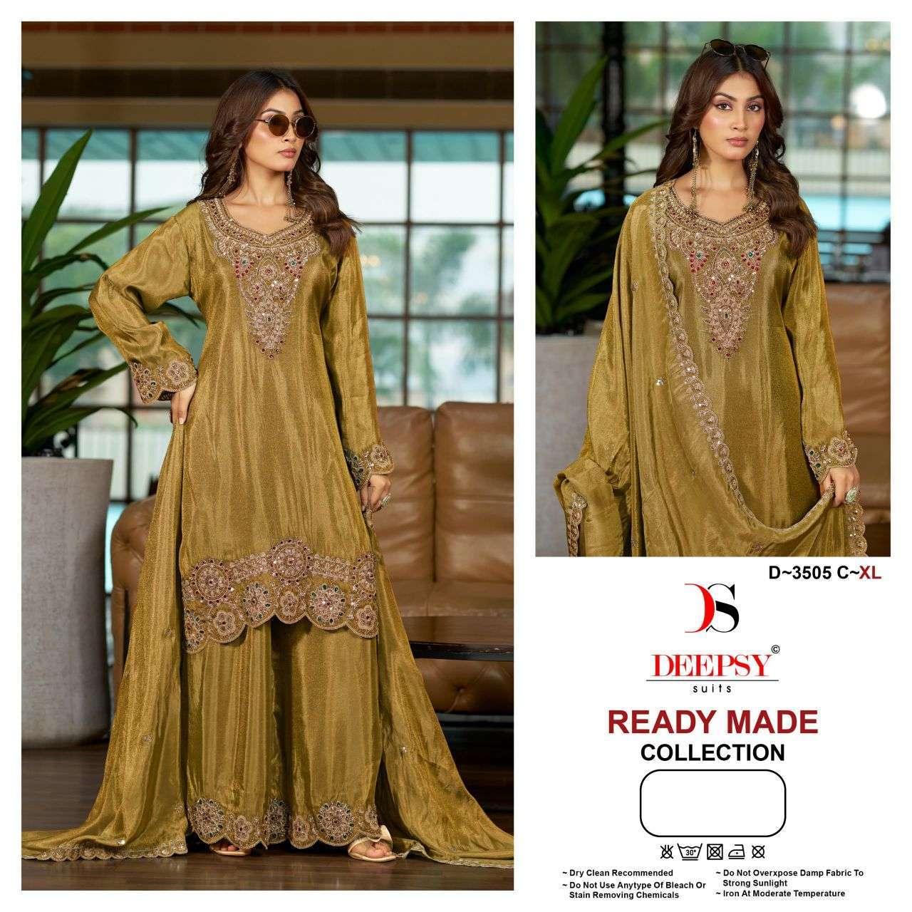 DEEPSY SUIT 3505 COLORS VISCOSE TISSUE SILK WITH BEADS WORK READYMADE SALWER KAMEEZ WHOLESALER 