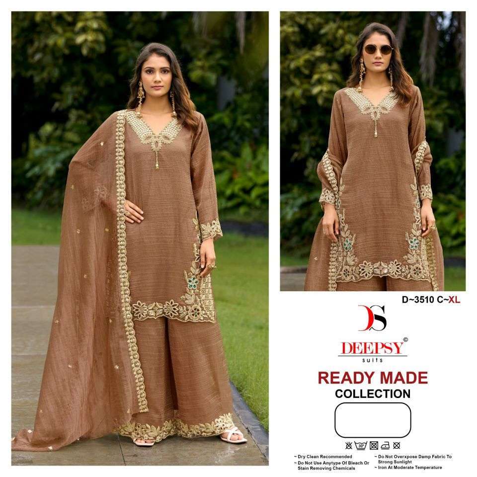DEEPSY SUIT 3510 COLORS SALSA SILK WITH BEADS WORK REDYMADE PAKISTANI STYLE DRESS WHOLESALER 