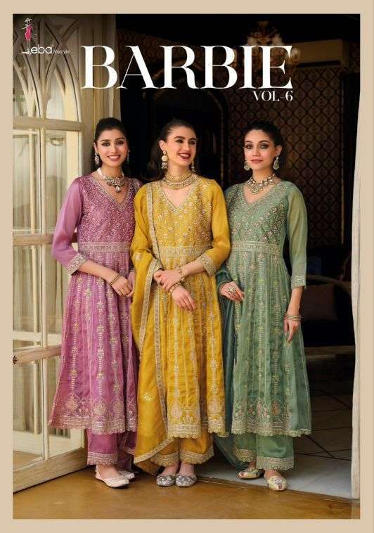 EBA LIFESTYLE BARBIE VOL 6 SIMMER WITH HEAVY EMBROIDERED READYMADE SALWER KAMEEZ BEST RATE 