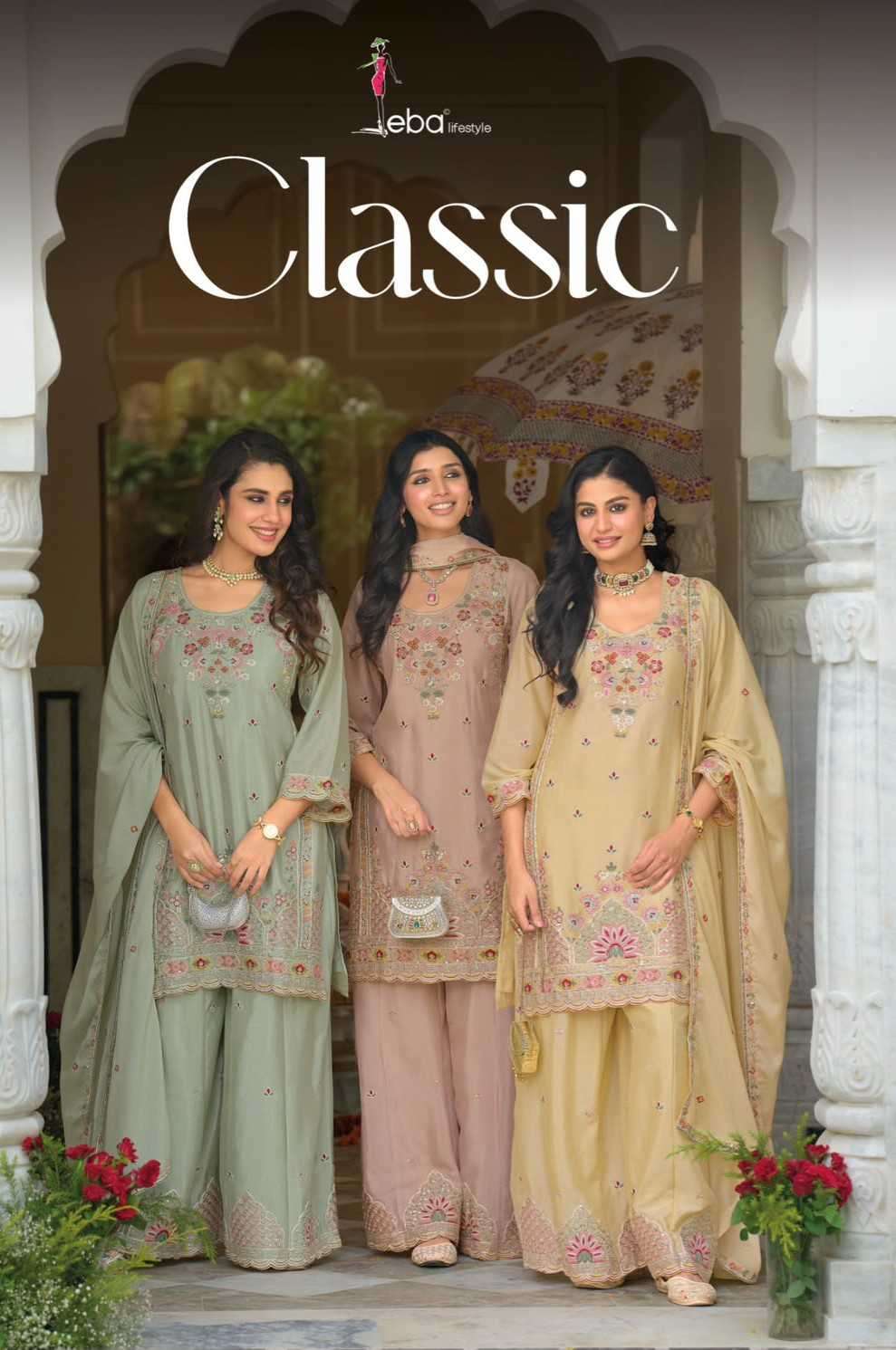 EBA LIFESTYLE CLASSIC CHINON WITH HEAVY WORK READYMADE DRESS SUPPLIER BEST RATE 