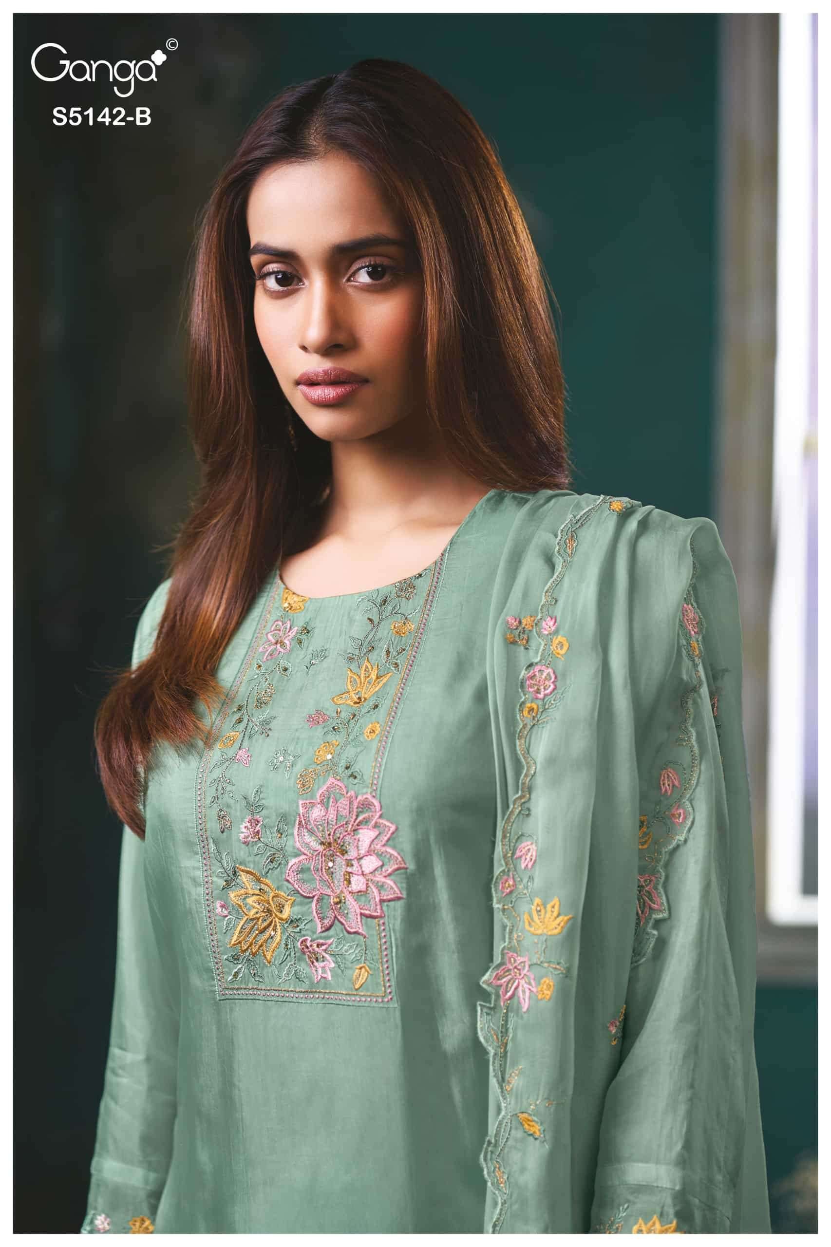 GANGA FASHION BRIALYN 5142 PREMIUM PURE BEMBERG SILK SALWER KAMEEZ BEST RATE WHOLESALER 