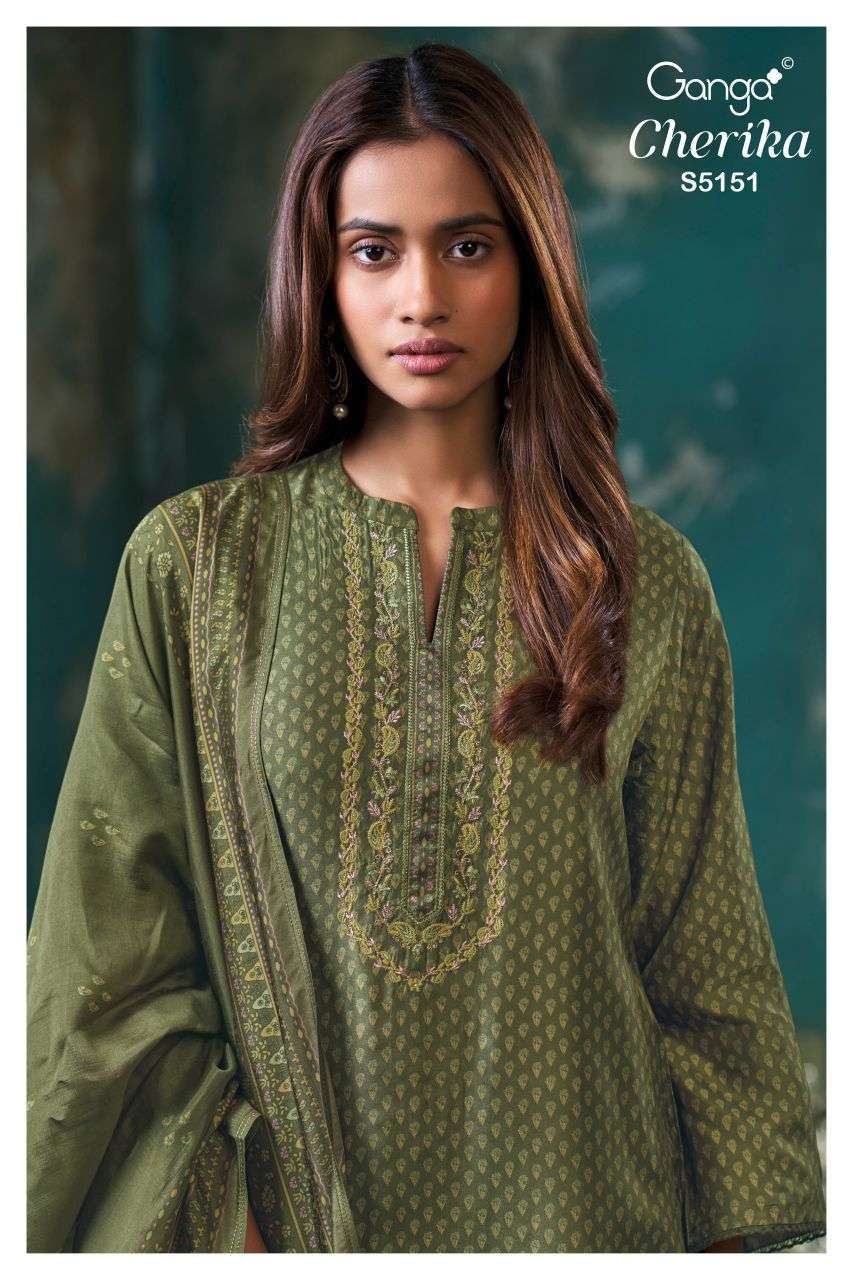 GANGA FASHION CHERIKA 5151 BEMBERG RUSSIAN SILK SALWER KAMEEZ BEST RATE 