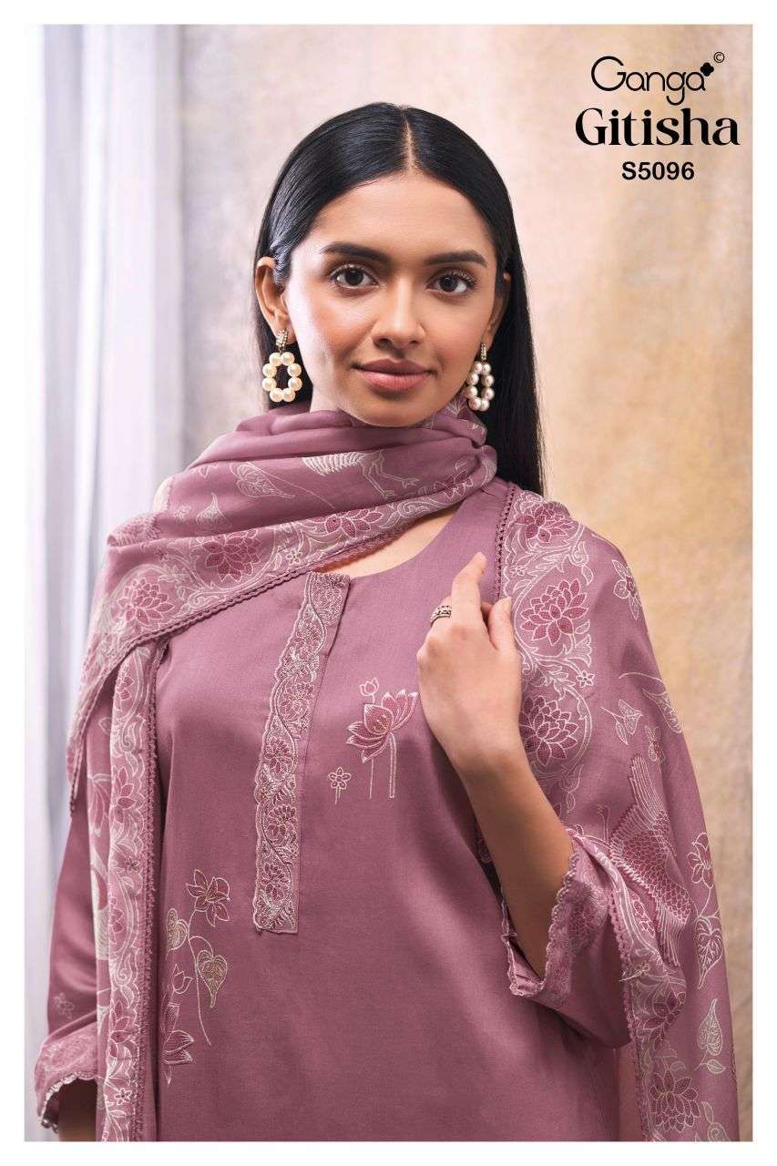 GANGA FASHION GITISHA 5096 COTTON SATIN PRINT HANDWORK SALWER KAMEEZ BEST RATE 2026
