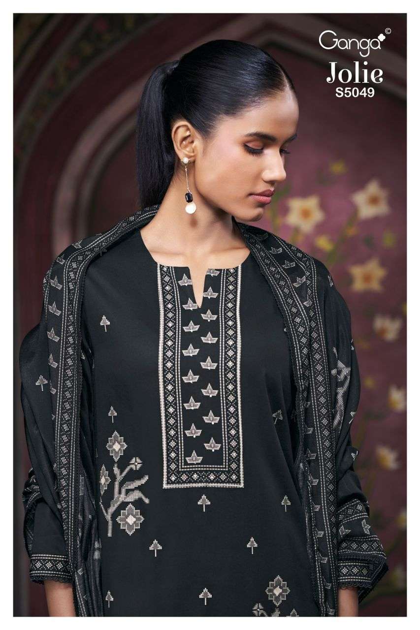 GANGA FASHION JOLIE 5049 COLORS COTTON PRINT HAND EMBROIDERY SALWER KAMEEZ BEST RATE 