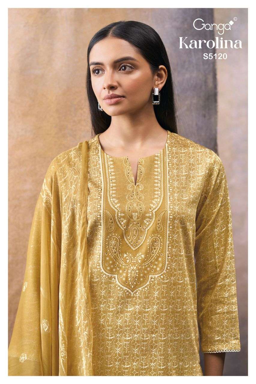 GANGA FASHION KAROLINA EMBROIDERED COTTON SATIN SALWER KAMEEZ BEST RATE DEALER 