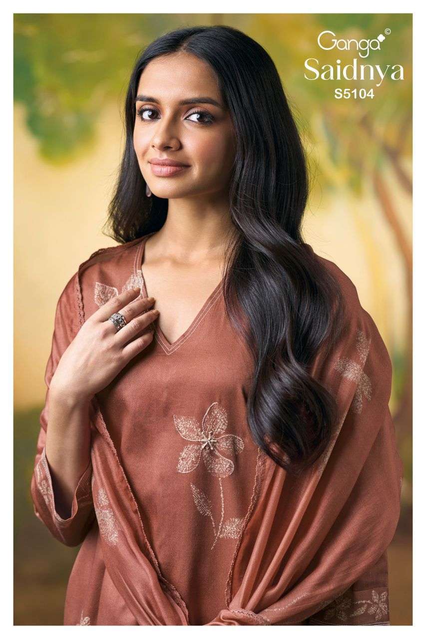 GANGA FASHION SAIDNYA 5104 COLORS HAND EMBROIDERED SUIT WHOLESALER 