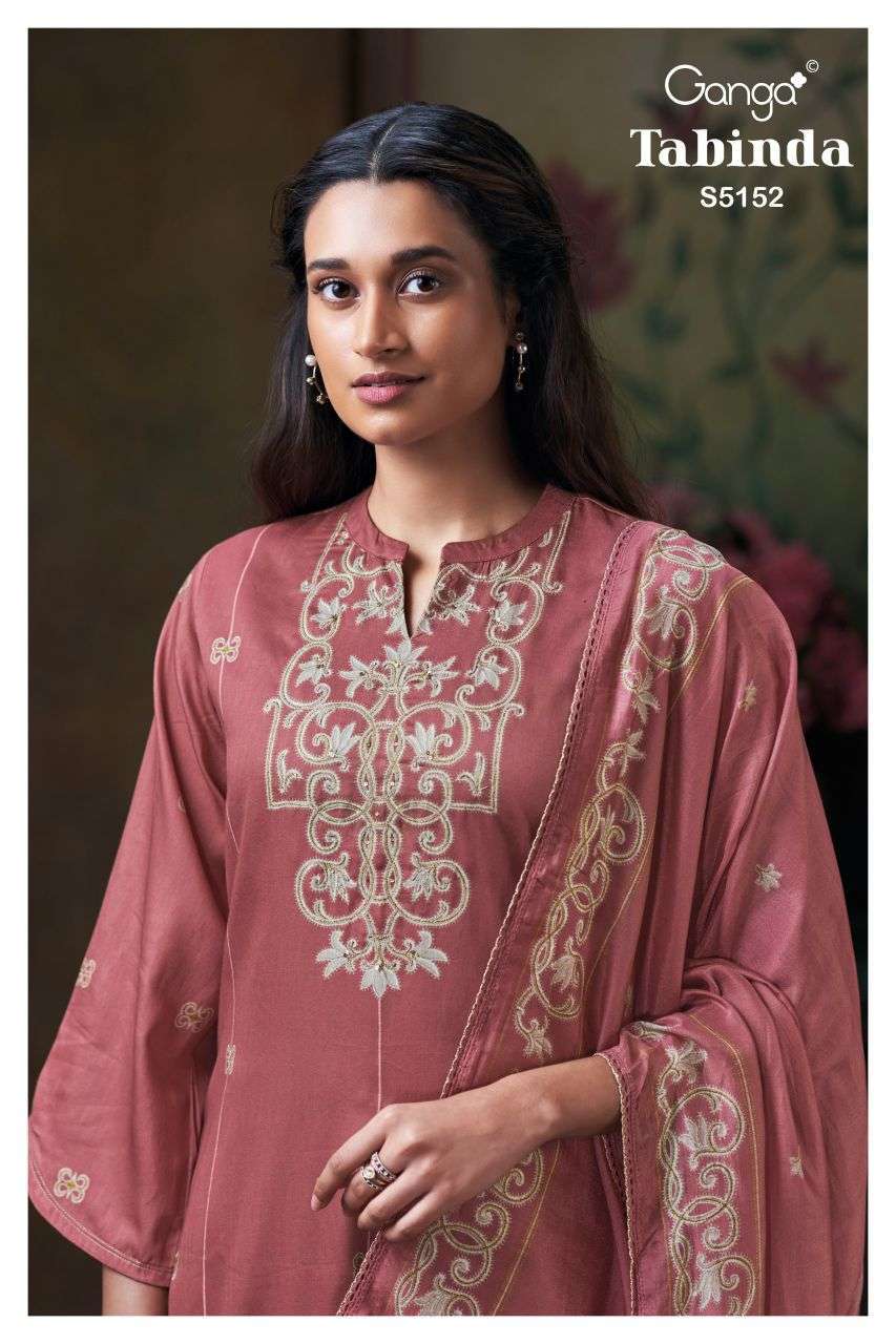 GANGA FASHION TABINDA 5152 COLORS COTTON SATIN HAND EMBROIDERED SALWER KAMEEZ BEST RATE 2026