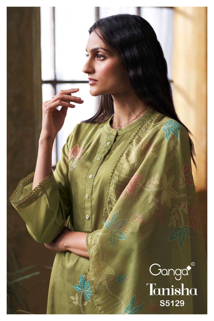 GANGA FASHION TANISHA 5129 COLORS COTTON SATIN LADIES SUIT WHOLESALER 