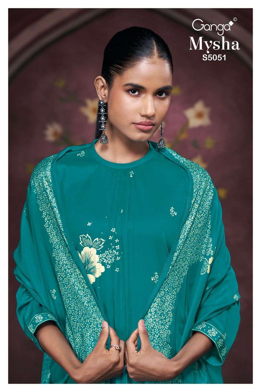 GANGA MYSHA 5051 COTTON SATIN PRINTED SALWER KAMEEZ BEST RATE DEALER 