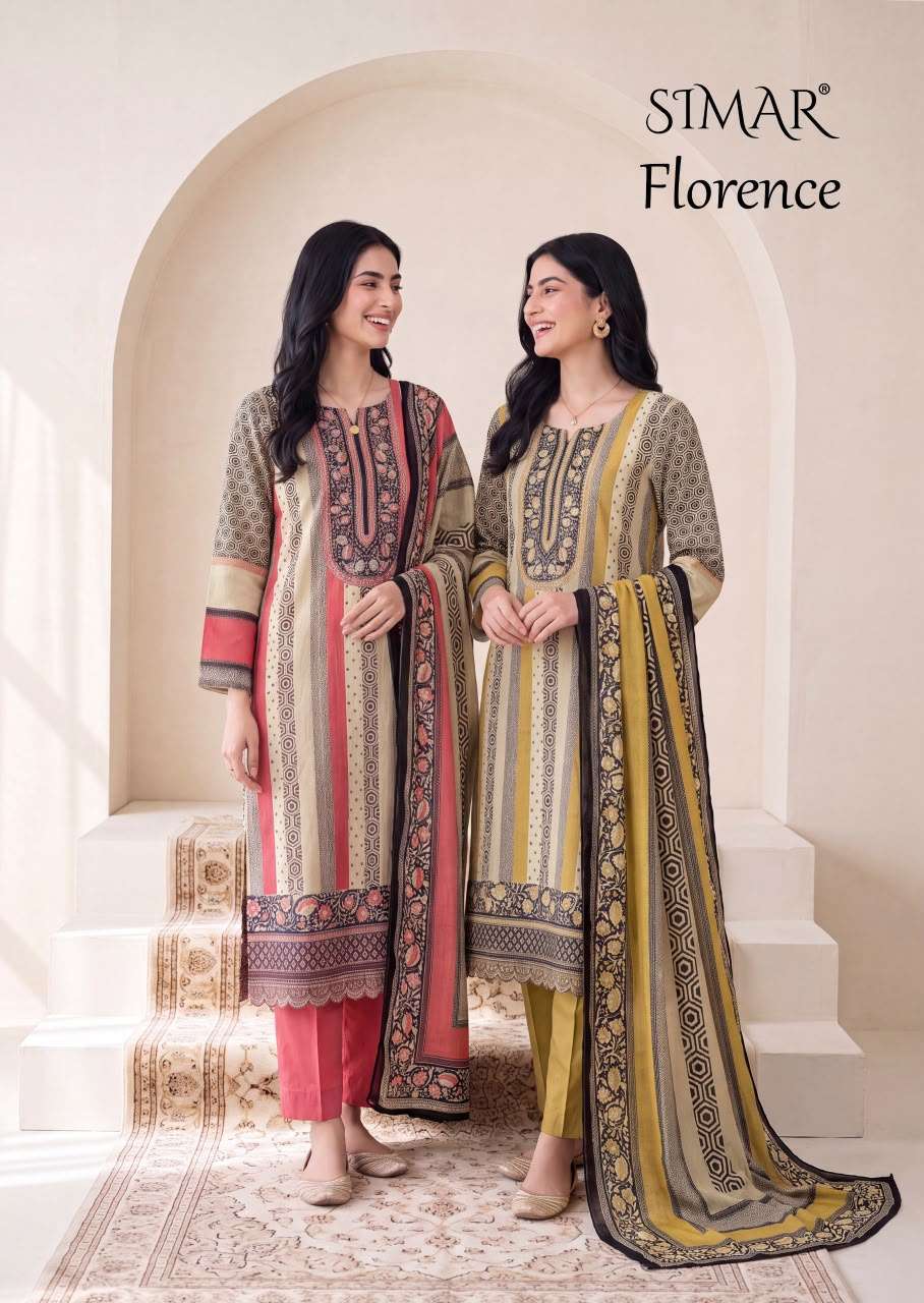 GLOSSY FLORENCE VISCOSE MUSLIN PRINT EMBROIDERED SALWER KAMEEZ BEST RATE DEALER 
