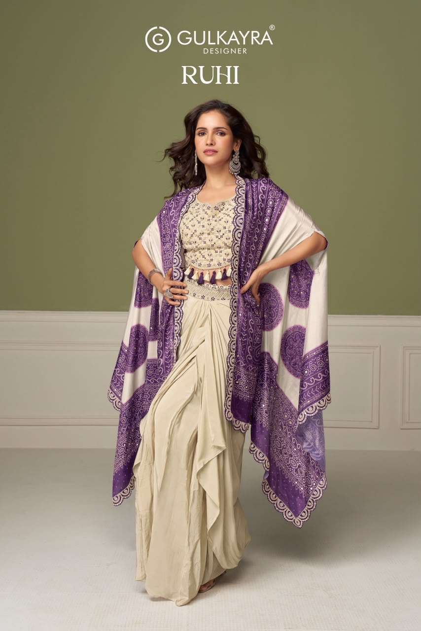 GULKAYRA DESIGNER RUHI CHINON WITH HEAVY EMBROIDERED READYMADE COLLECTION WHOLESALER 