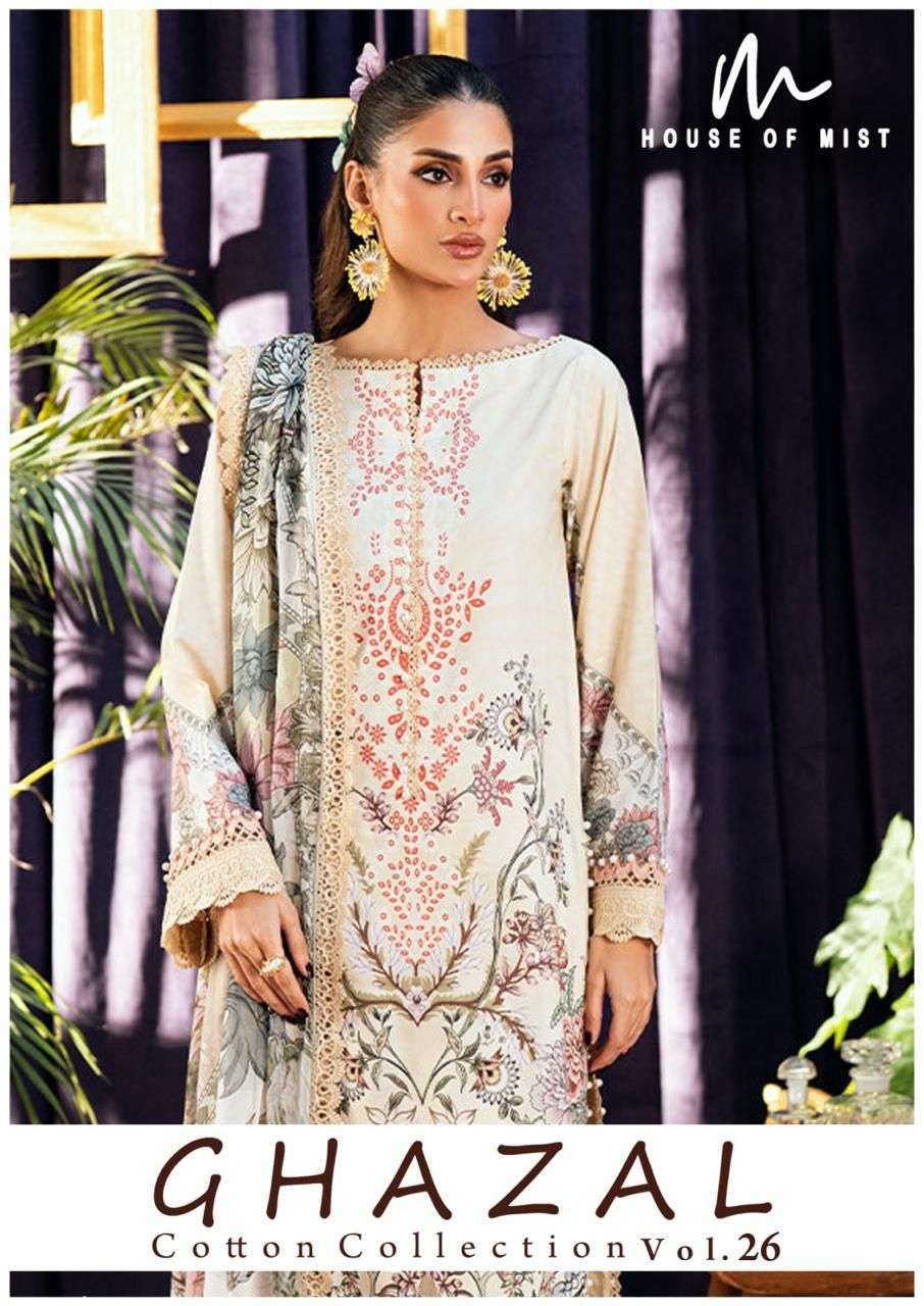 HOUSE OF MIST GHAZAL VOL 26 PURE COTTON SUIT WHOLESALER 