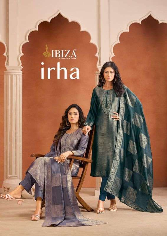 IBIZA LIFESTYLE IRHA FANCY EMBROIDERED BANGLORY SILK JACQUARD SUIT WHOLESALE PRICE DEALER 