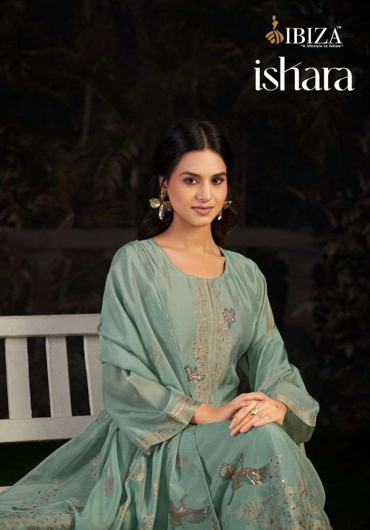 IBIZA LIFESTYLE ISHARA BANGLORY SILK JACQUARD HANDWORK SALWER KAMEEZ BEST RATE DEALER 