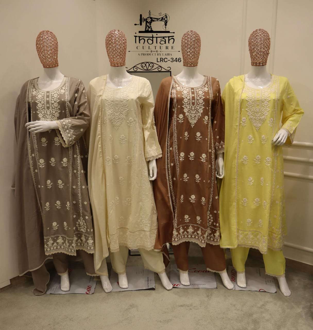 INDIAN CULTURE LRC 346 COTTON LAWN FANCY WORK READYMADE 3 PIECE SET WHOLESALER 2026