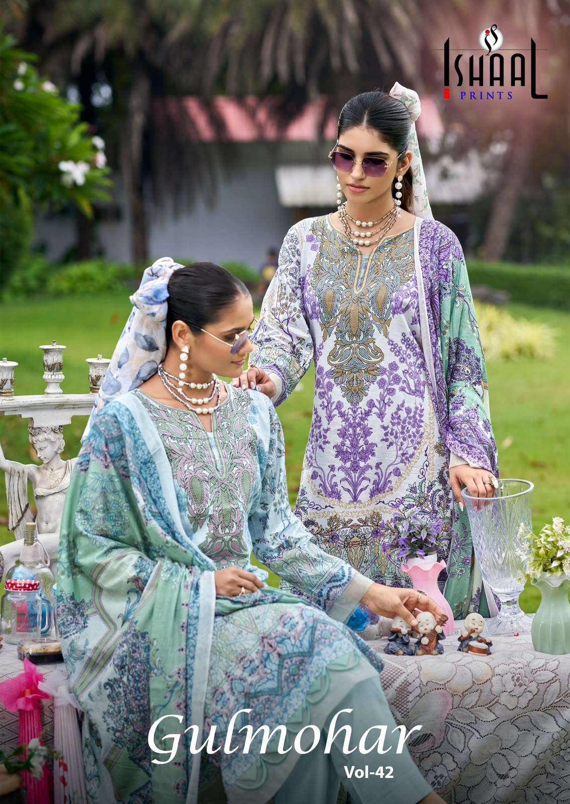 ISHAAL PRINT GULMOHAR VOL 42 LAWN COTTON EMBROIDERY SUIT WHOLESALER 