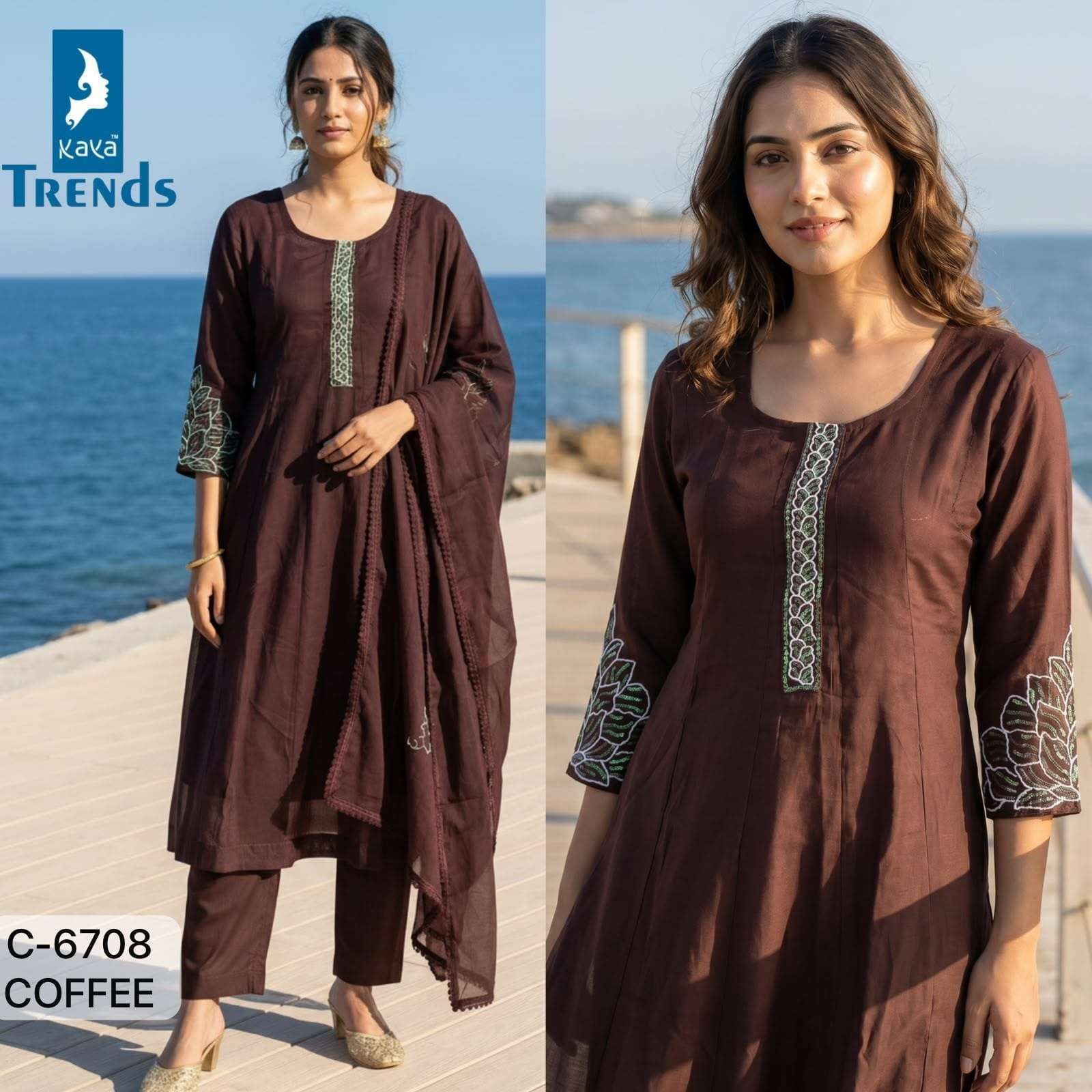 KAYA 6708 COLORS FANCY HANDWORK READYMADE MAL CHANDERI COLLECTION BEST RATE DEALER 