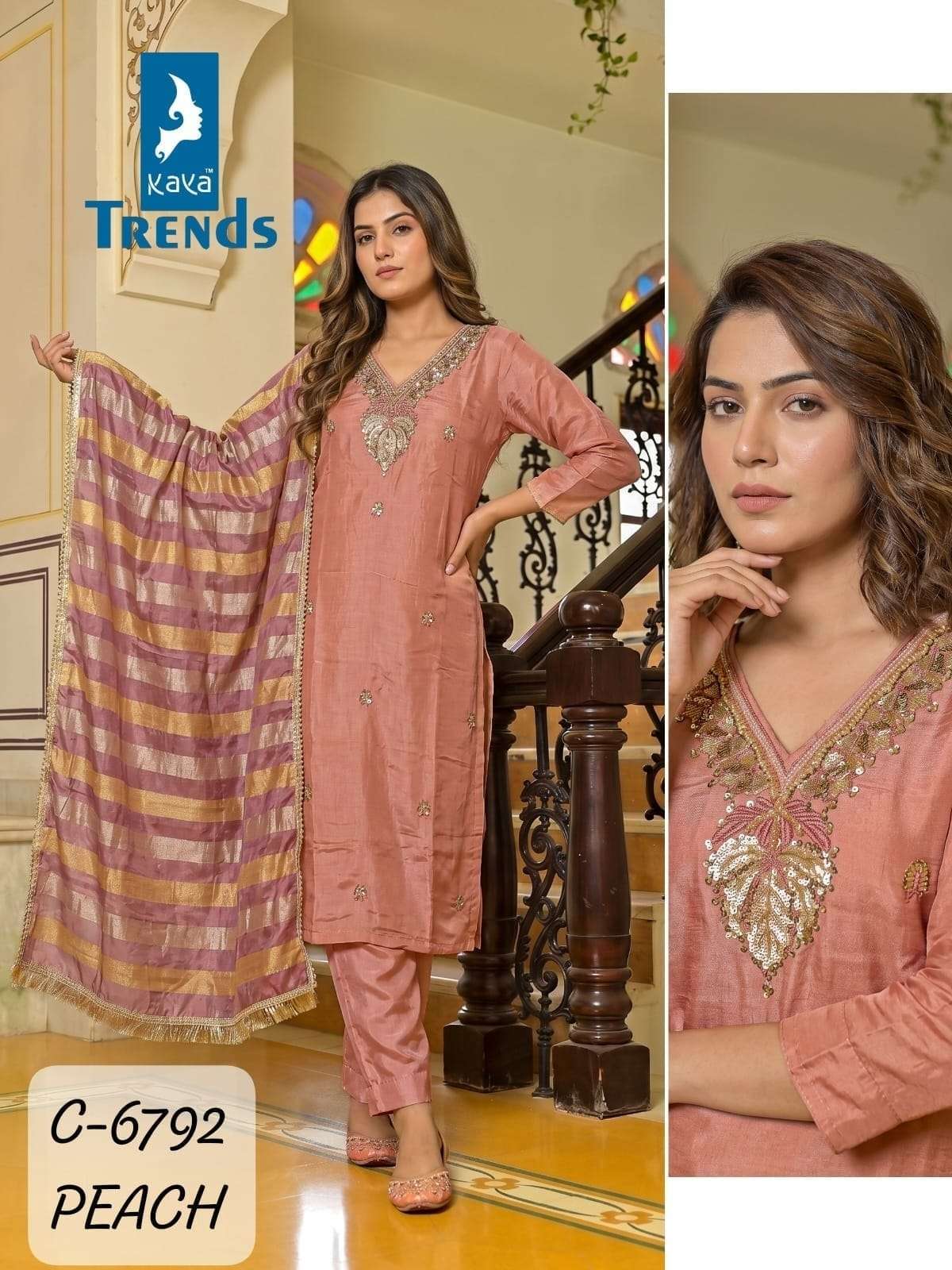 KAYA 6792 COLORS GLASS ROMAN BEATS WORK READYMADE SALWER KAMEEZ 2026