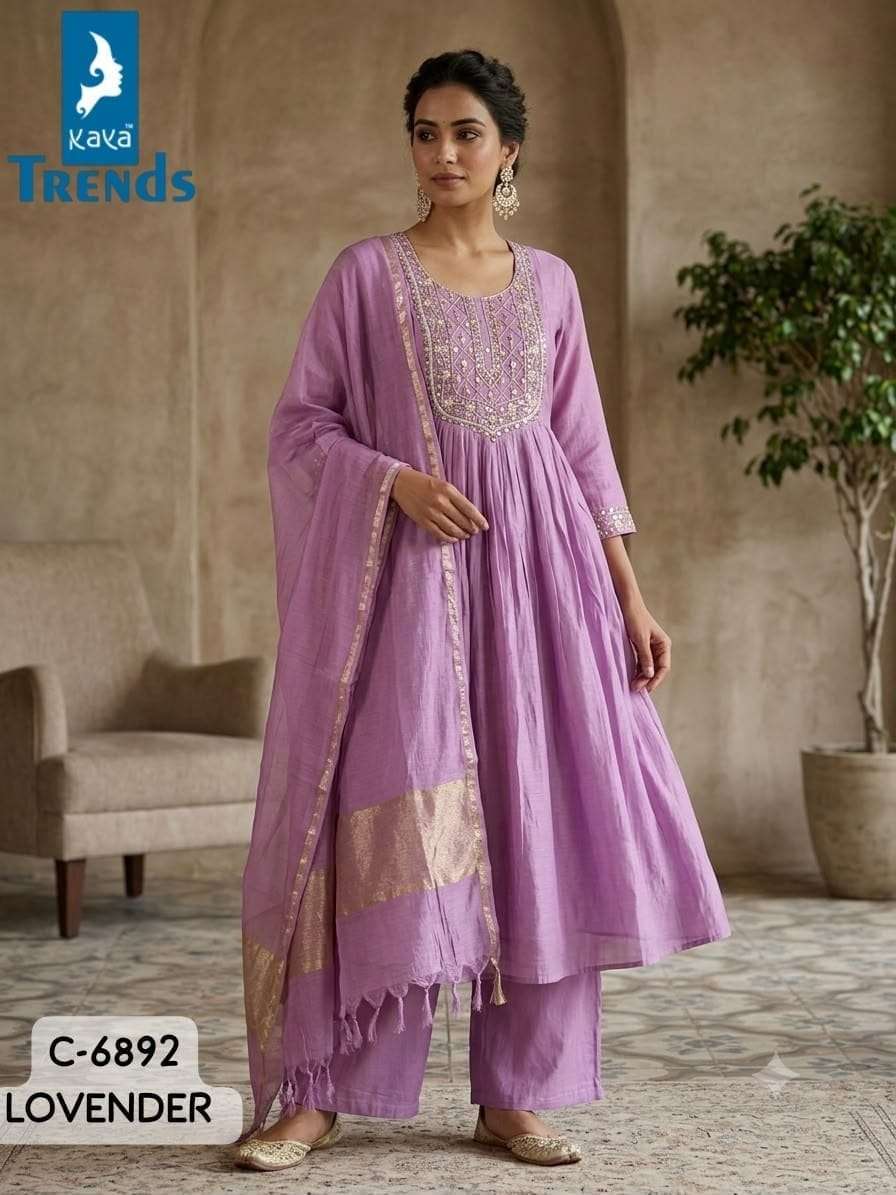 KAYA 6892 MAL CHANDERI HAND WORK READYMADE 3 PCS SET WHOLESALER 