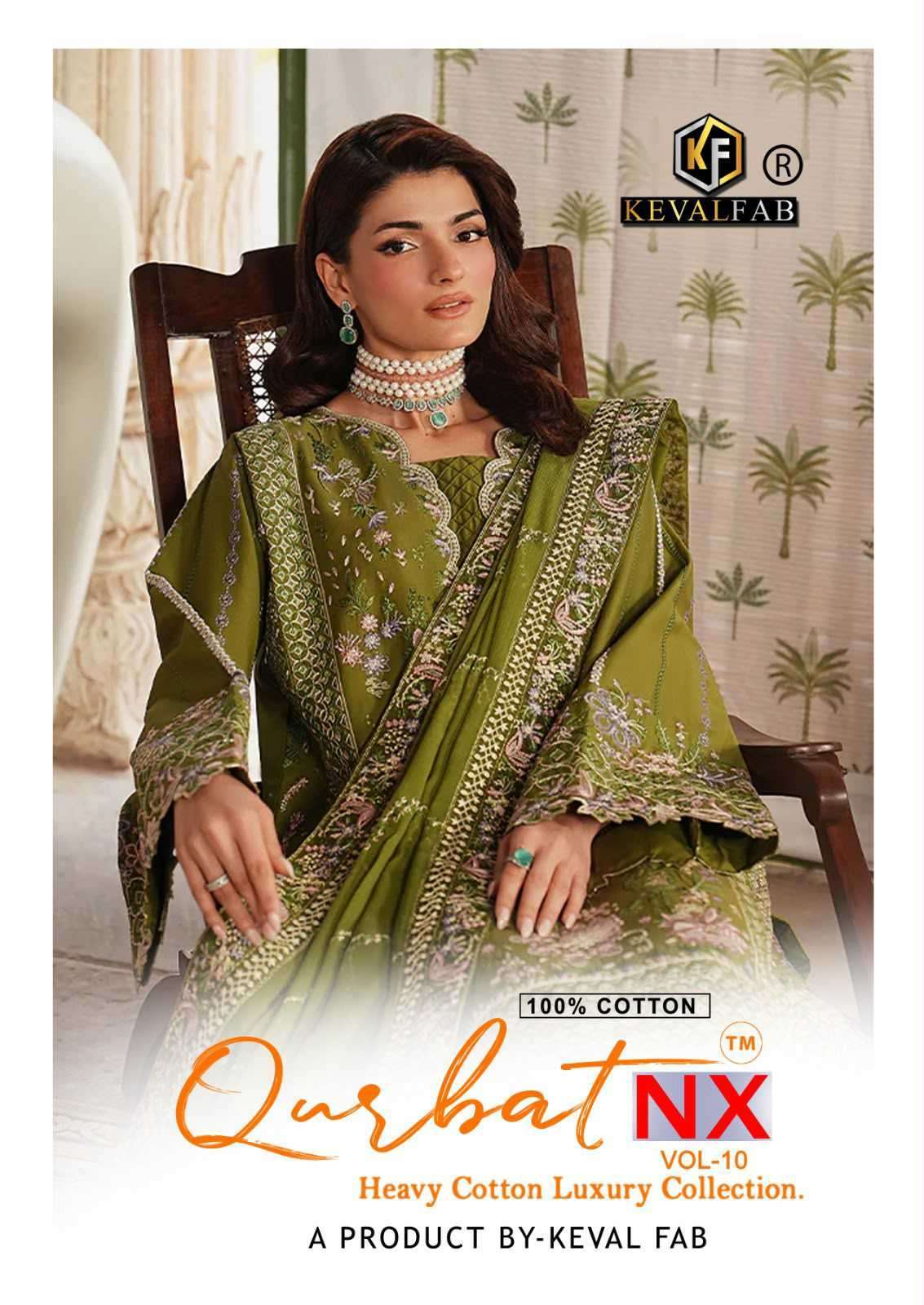 KEVAL FAB QURBAT NX VOL 10 COTTON PRINTED PAKISTANI SUIT WHOLESALER BEST RATE 