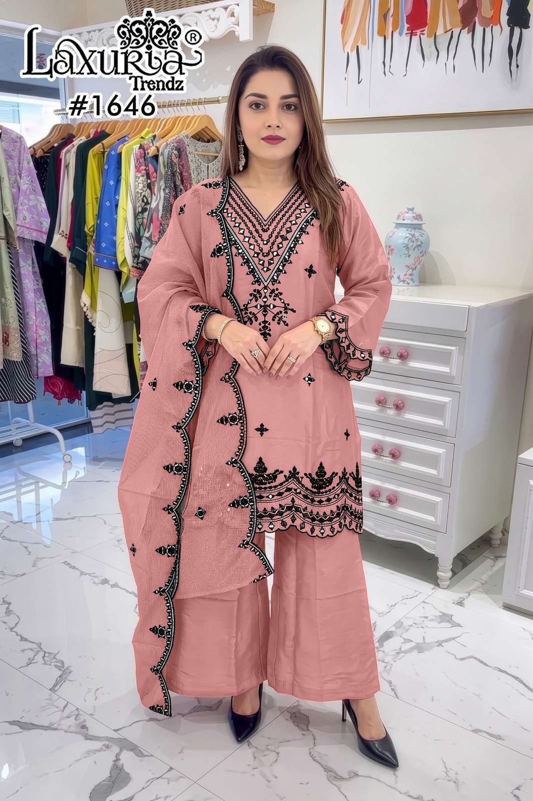 LAXURIA TRENDZ 1646 COLORS ROMAN GLASS  READYMADE SALWER KAMEEZ BEST RATE 2026