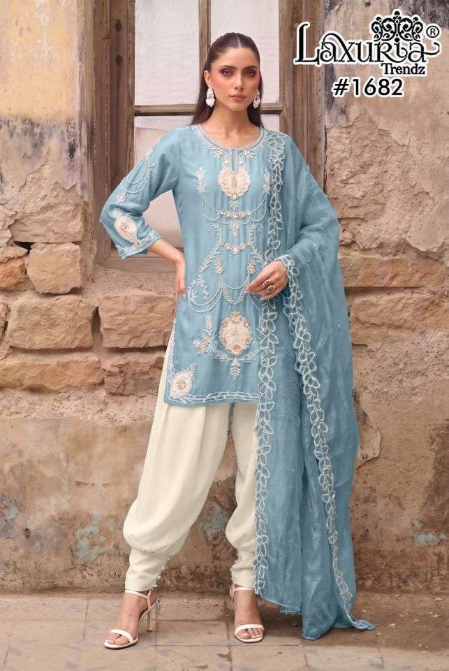 LAXURIA TRENDZ 1682 COLORS SATIN FANCY WORK DESIGNER 3 PCS SET WHOLESALER BEST RATE 